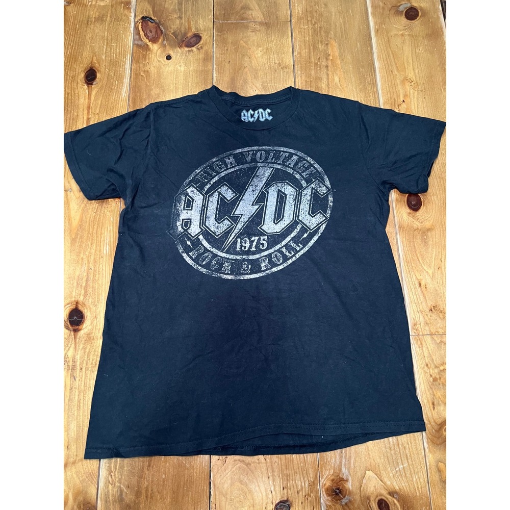 AC/DC High Voltage Rock & Roll 1975 Graphic T-Shirt Black Mens Medium